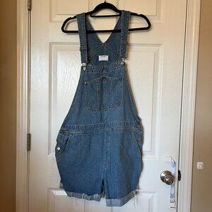 Share Old Navy XL Denim Overall Romper Shorts Y2K 90s Bib Carpenter 100% Cotton
